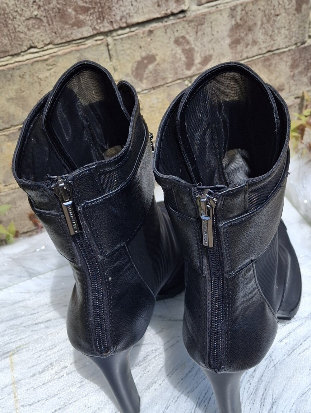 Karl Lagerfeld Black Sheer Mesh Jeweled Peep-Toe Stiletto Shoes Women Size 11 - Picture 12 of 16